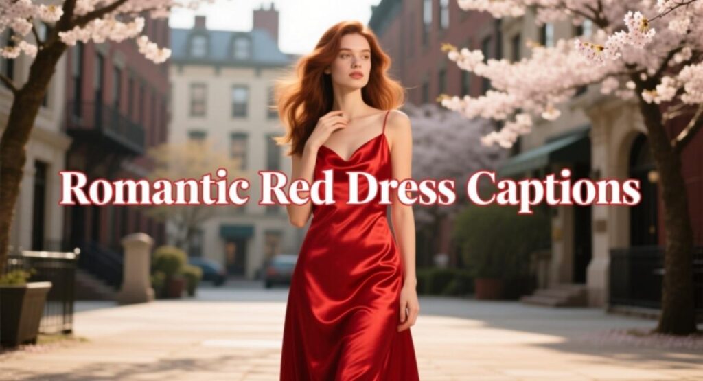 Romantic Red Dress Captions